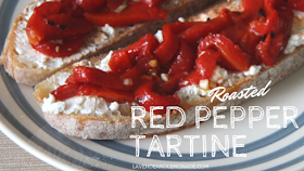 Tastes like trip to Italy...in just 5 minutes! Roasted Red Pepper Tartine