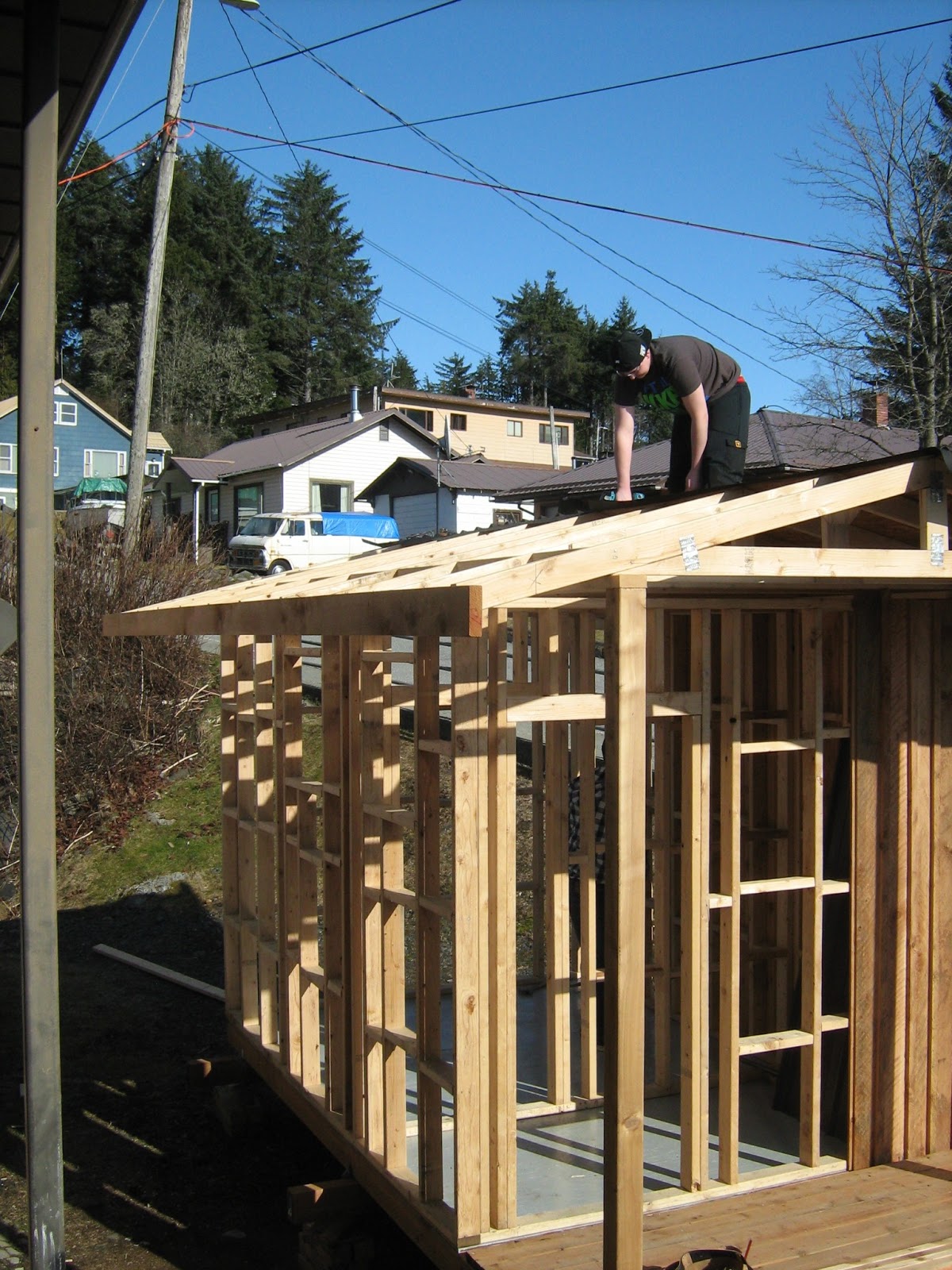 Wrangell Public Schools Vocational Shop Carpentry Starting the Roof
