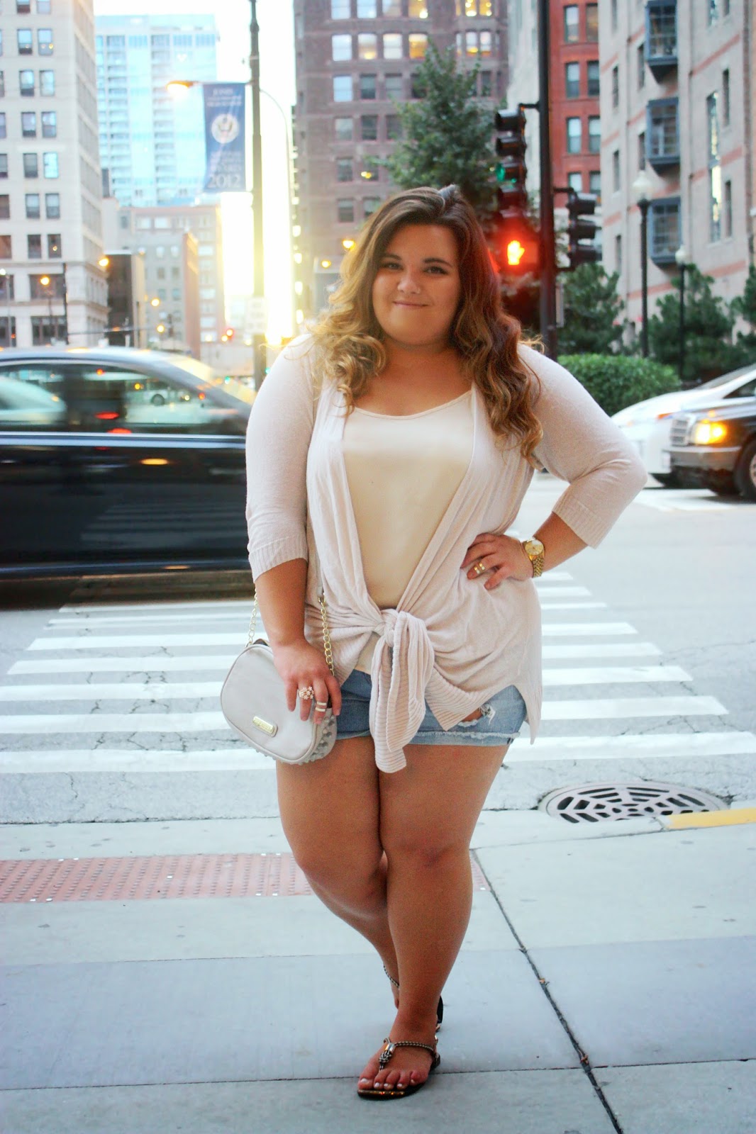 oversized cardigan, knots, steve madden, curly ombre hair, fat girls, thick chicks, fat fashion, stumble upon, full figured fashion, ripped shorts, destroyed denim, igstyle, trendy, natalie craig, chicago, natalie in the city, curvy fashionista, plus size fashion, fashion blogger, plus size fashion blogger, gold watch, nude clothing, pastels, forever 21 plus,