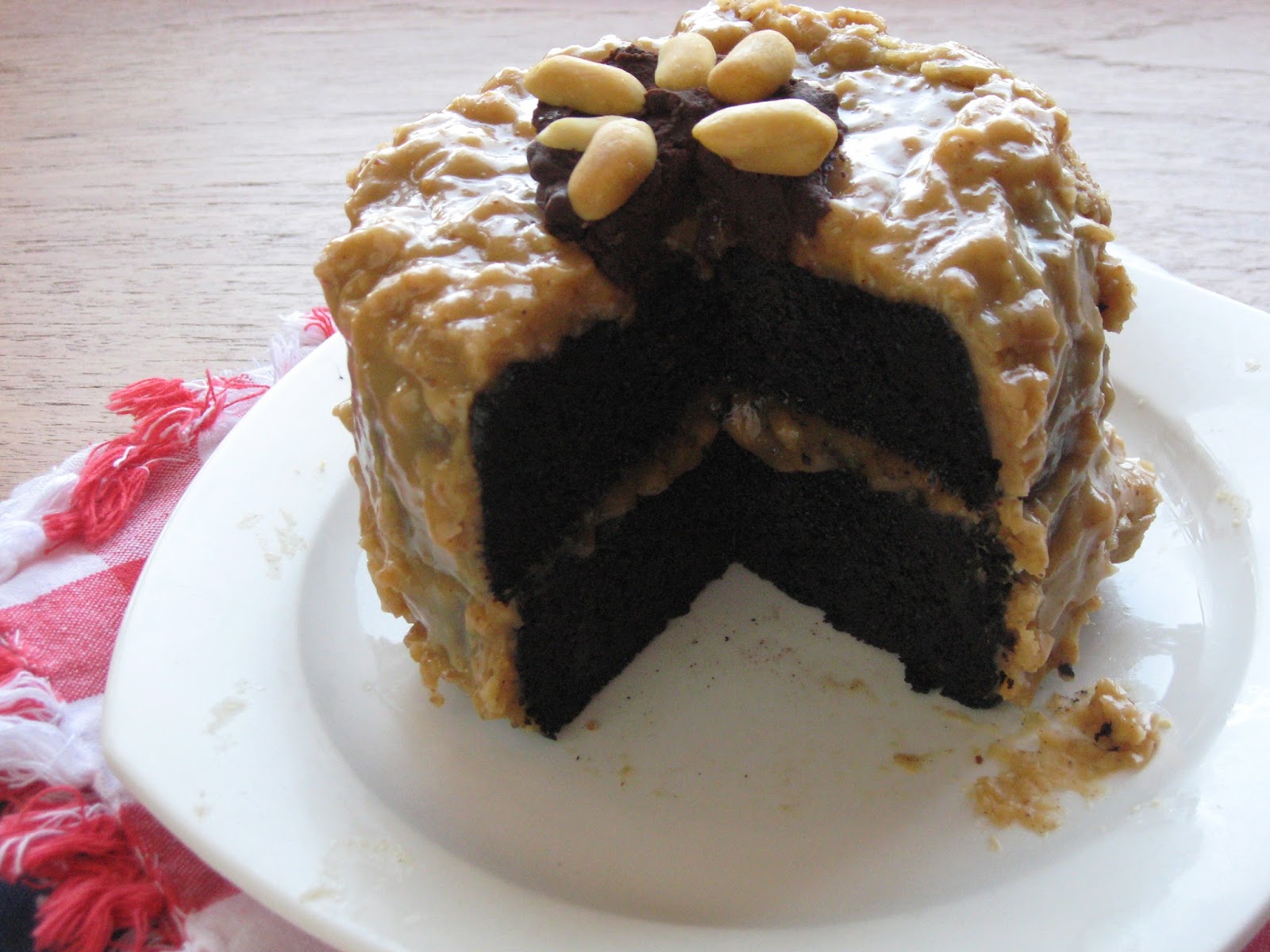 VeganForOne Chocolate Tofu Cake with Peanut Butter Drizzle for One