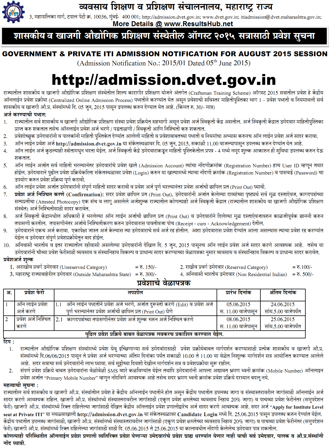 ITI Admission 2015 Online Application Form - admission.dvet.gov.in