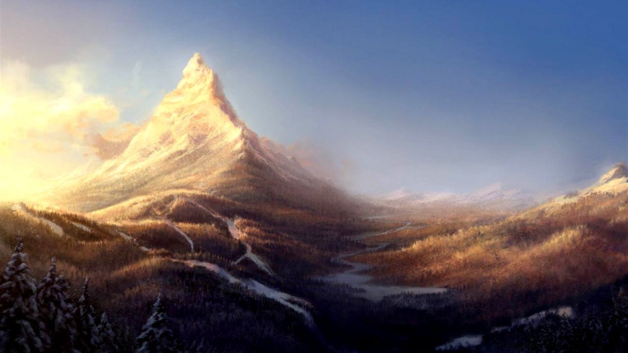 Fantasy Mountain Art Background Wallpaper