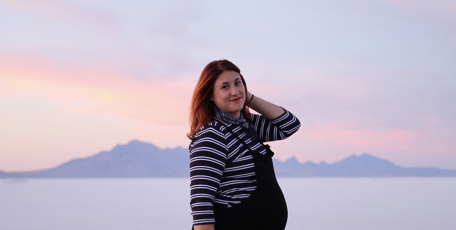 Bonneville salt Flats, Maternity style, overalls, red hair, sunset