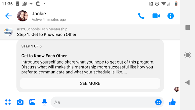 Screenshot of Step 1 of having a mentor: Get to know each other.