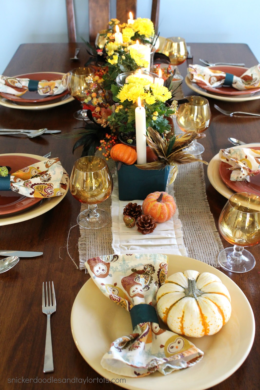 Snickerdoodles & Taylor Tots: Touches of Teal Fall Tablescape