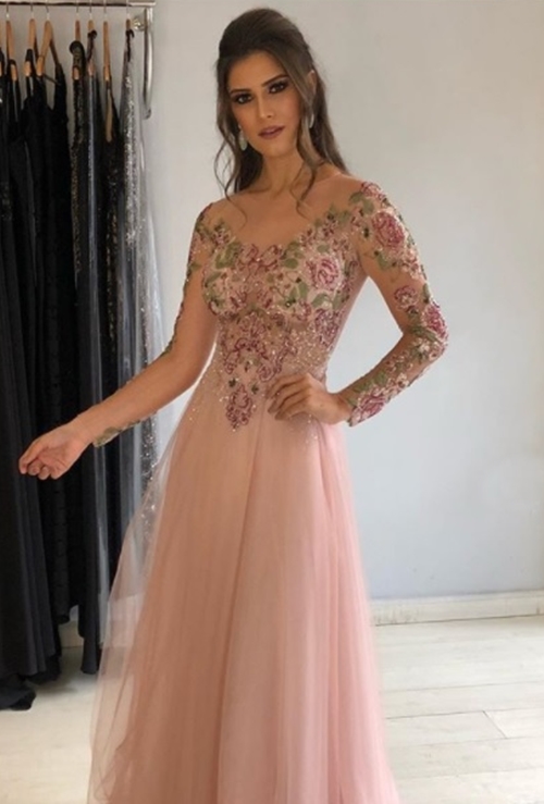 vestido longo rose