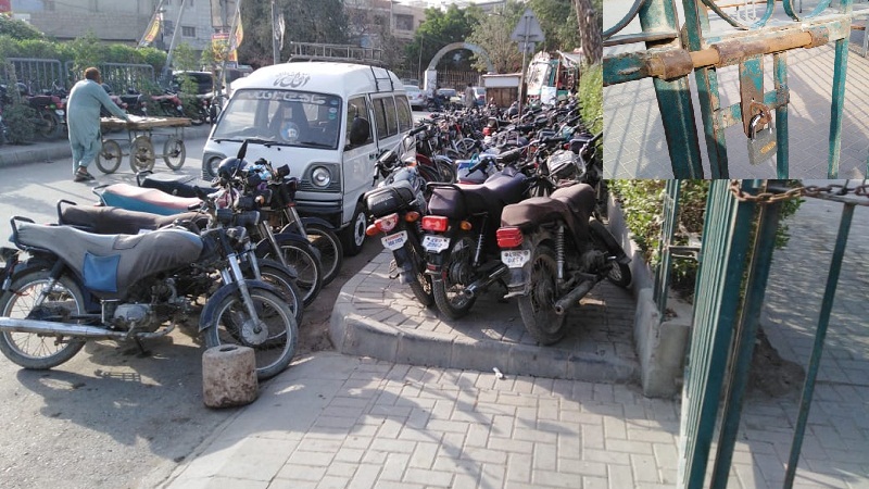 Illegal parking in public park removed on Khabar Kahani news - Photo by Khabar Kahani
