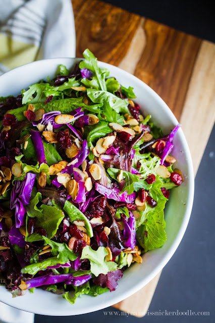 Gorgous salad! Spinach Almond Salad recipe looks divine! | mynameissnickerdoodle.com