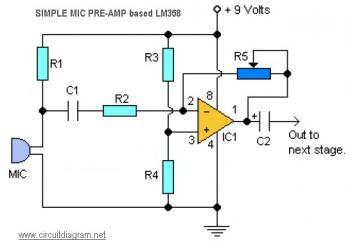 Mini Mic Pre-Amplifier Circuit based IC LM358