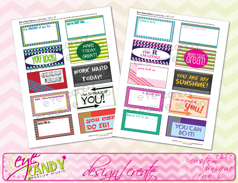 notes for kids lunches, girls lunchbox notes, boys lunchbox notes