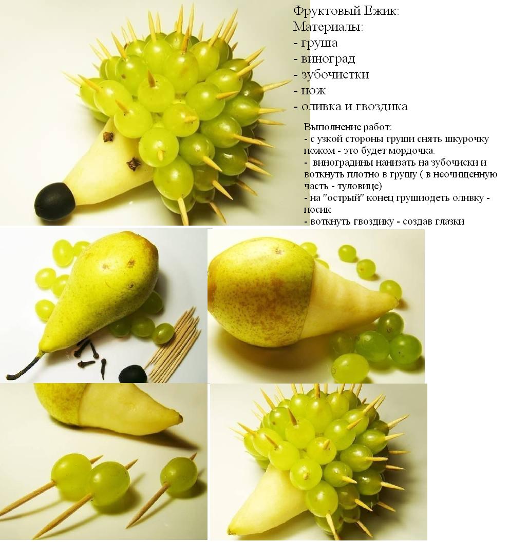 Поделка Ежик из фруктов