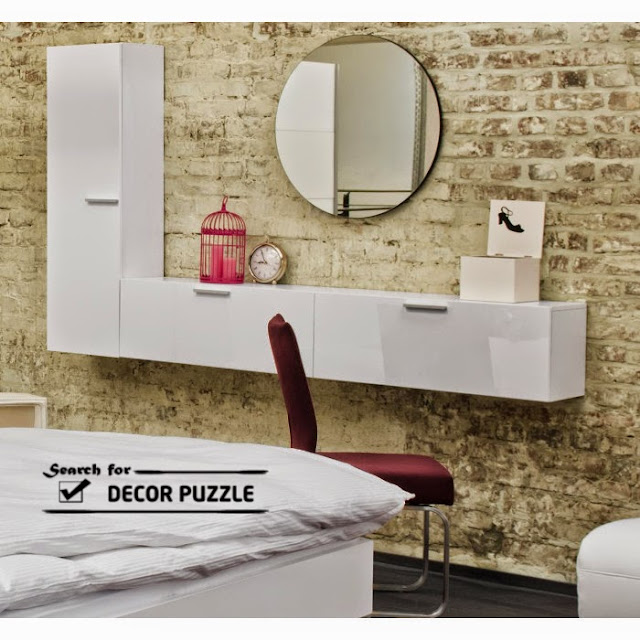 Luxury modern day white dressing table with mirror and lighting designs