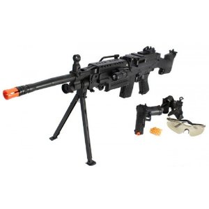 Spring M249 310 FPS MKII FULL SCALE SAW Machine Gun Flashlight, Bipod ...