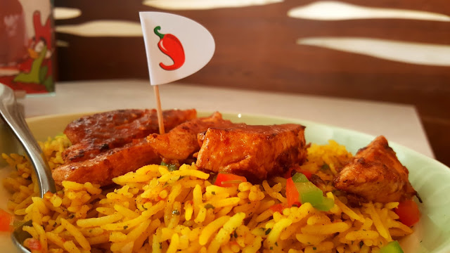 food blogger dubai chicken strips and rice