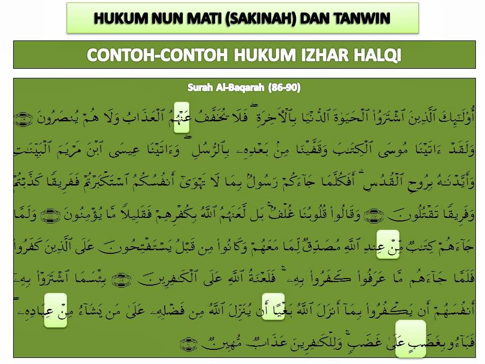 Ilmu Al Quran Contoh2 Hukum Izhar Halqi Dalam Surah Albaqarah Ayat 81 105