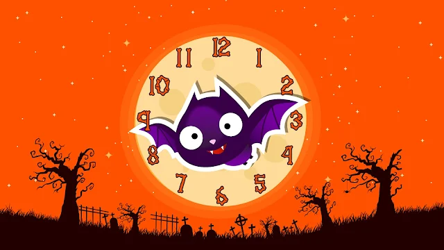 Halloween Funny Bat Clock Screensaver