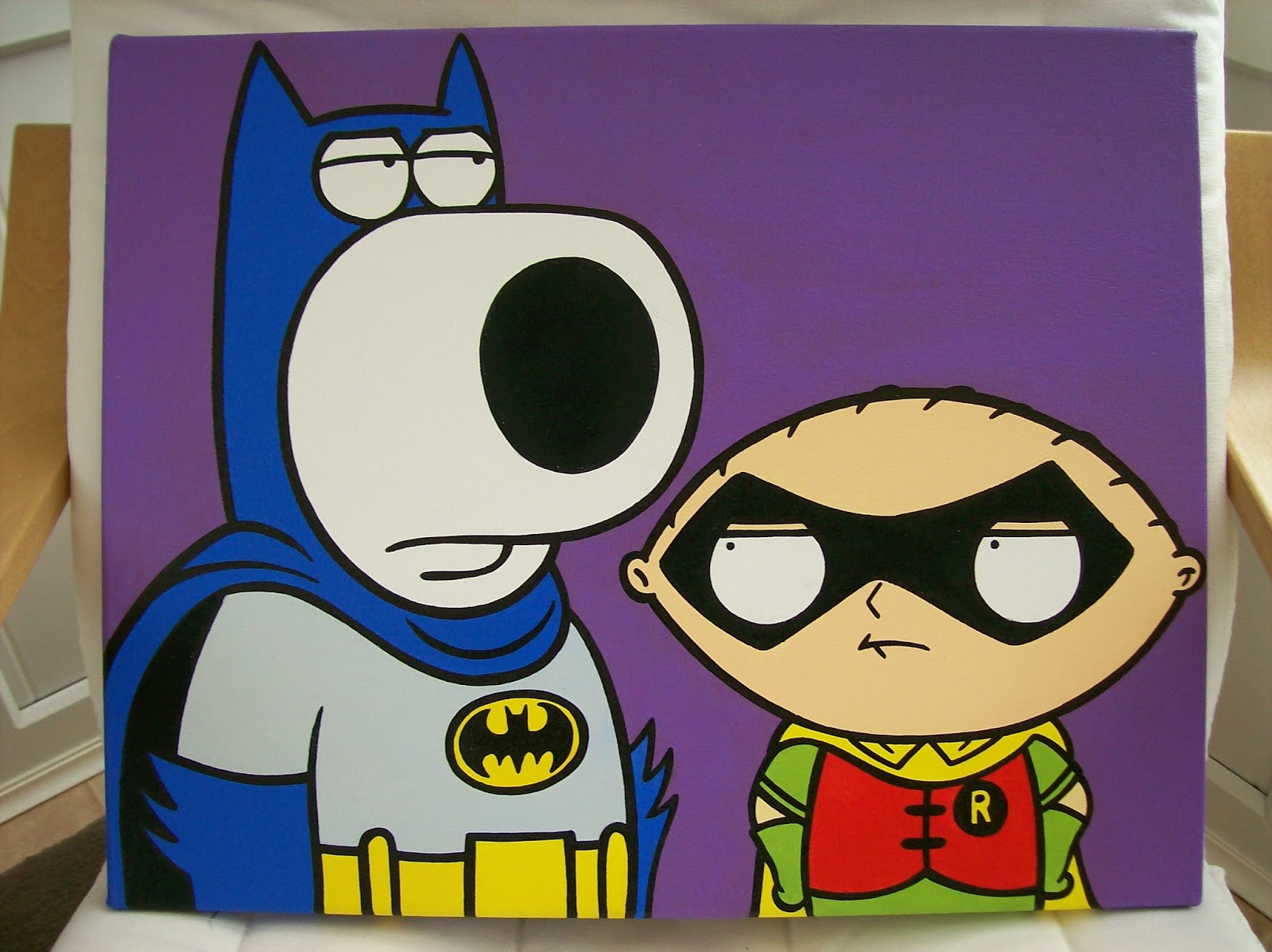Jdtoonart Cartoon and Comic pop art Paintings: Brian and Stewie as Batman  and Robin