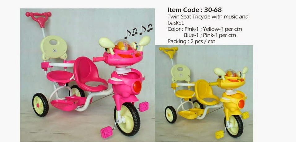 CHOO HO LEONG (CHL) Bicycle Twin Seat Tricycle with Push Handle 3068