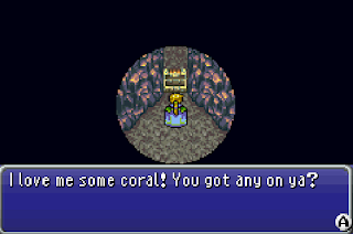 The party chats with a sentient - and hungry - treasure chest in Final Fantasy VI.