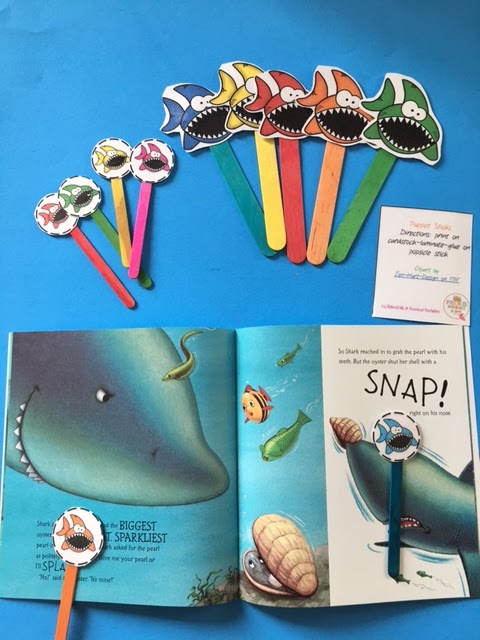 Free Shark Puppet Sticks - 2 sizes ~ Preschool Printables