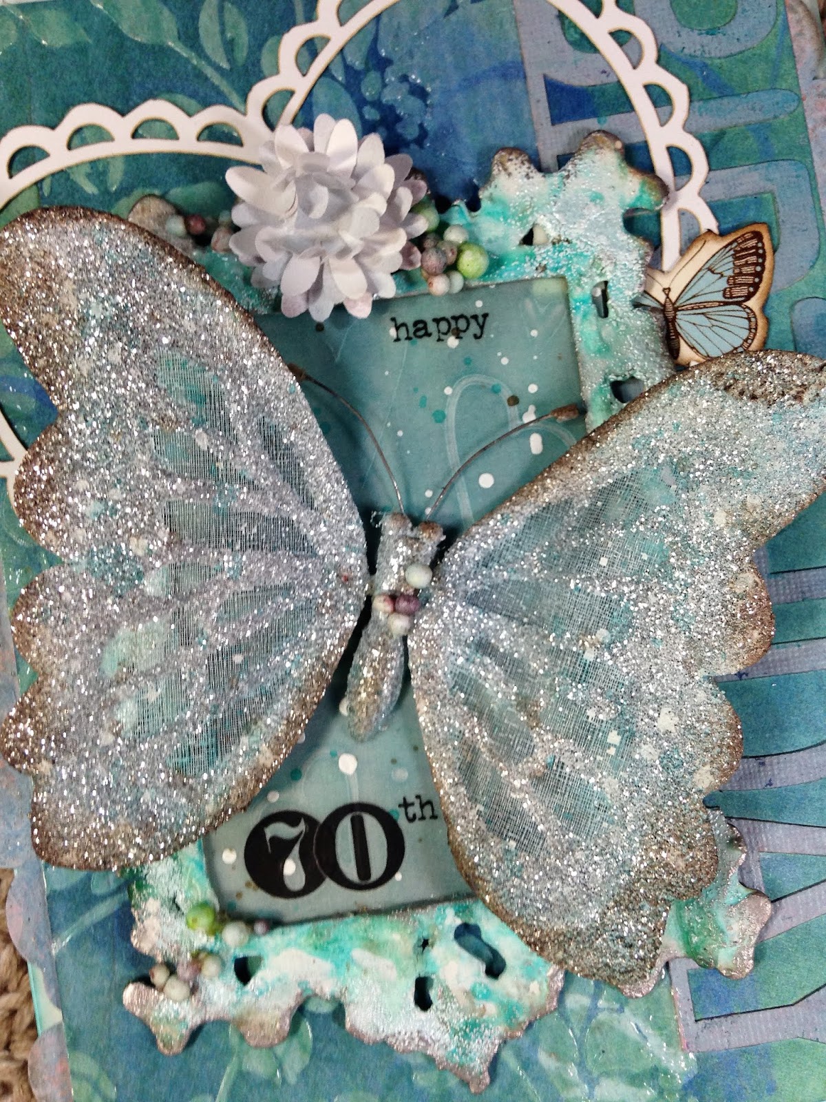 sarascloset Mixed Media Birthday Card Using Texture Paste Resist Technique