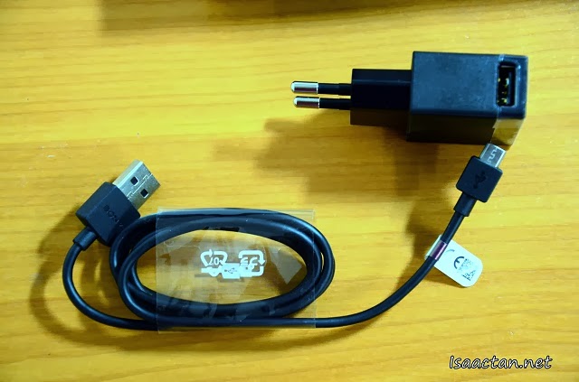 Sony Xperia Z1's microUSB cable and charger