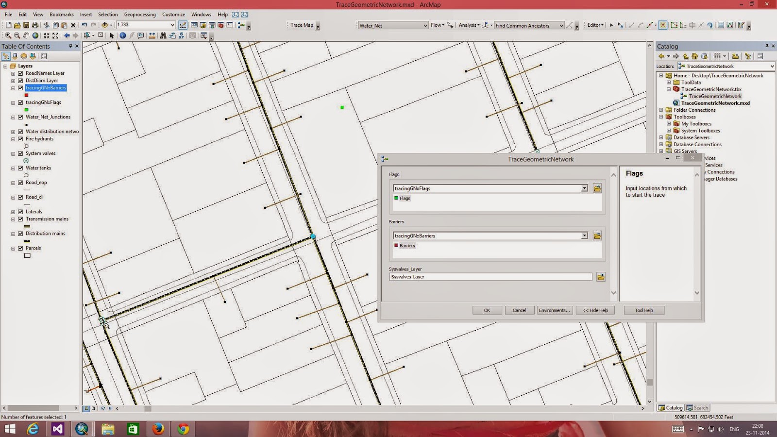GIS Study Simple Geometric Network Tracing