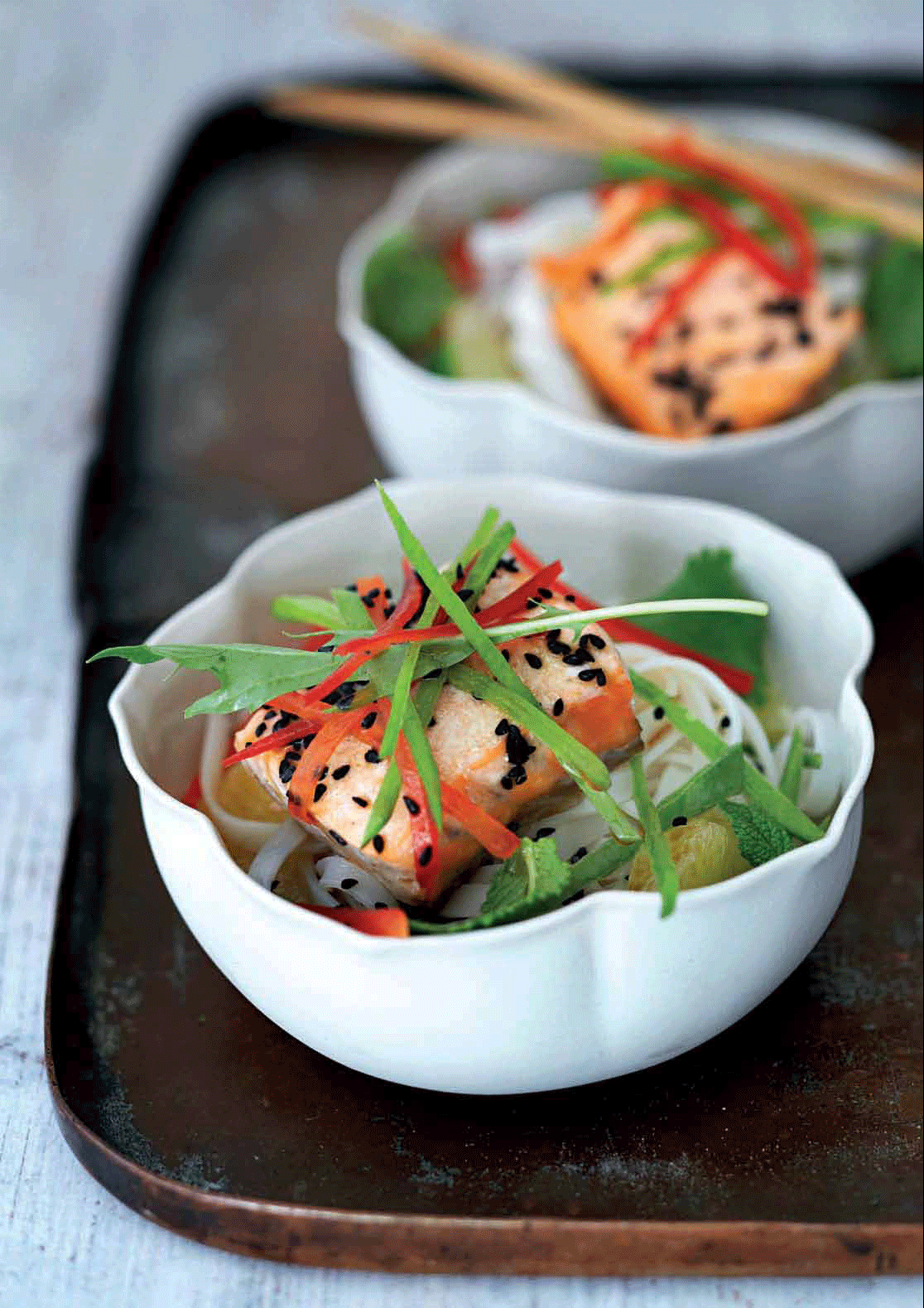 Easy Food Recipes and Cooking Sesame Salmon and Rice Noodle Salad