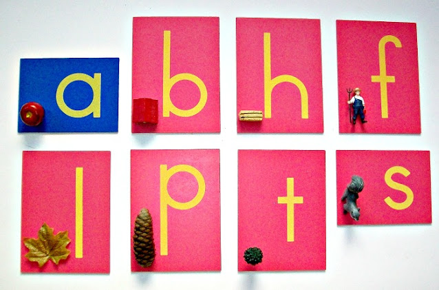 Fall first letter sounds with Montessori Sandpaper Letters