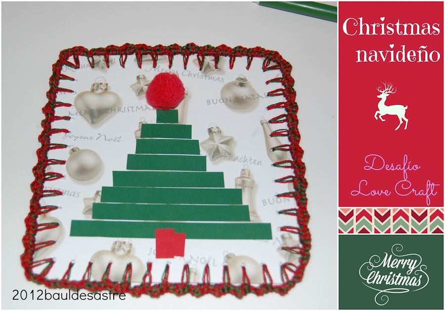 tarjeta navidad con ganchillo, teje en Peques