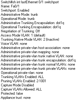 see switchport information for VLANs and trunks