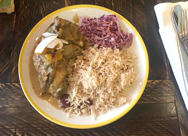 Turtle Bay Jerk chicken with rice and peas 