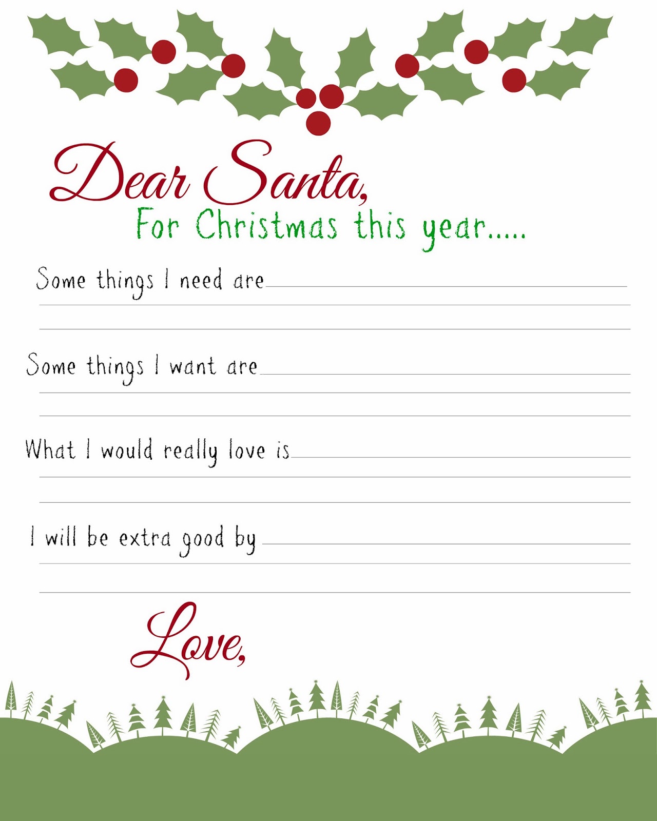 Dear Santa: Kids Wish List Printable - Busy Moms Helper