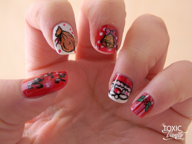 7. Red and White Mrs. Claus Nails - wide 2