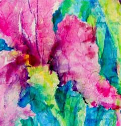 watercolor tissue painting bold mixed bright flowers paper water monday move letting spritzed begin