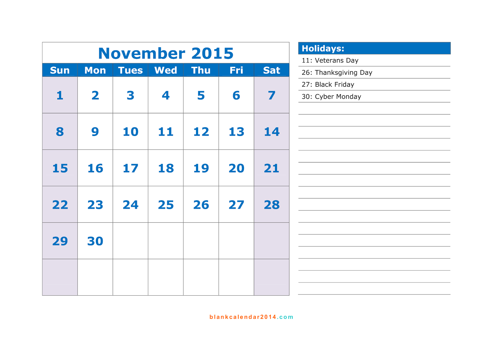 calendar 2015 free printable