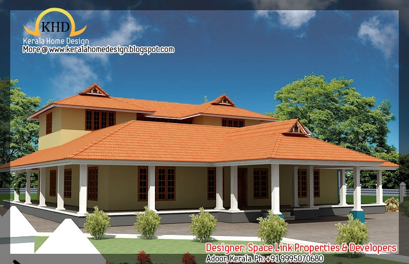 Kerala Nalukettu house plan and elevation 2750 Sq Ft 