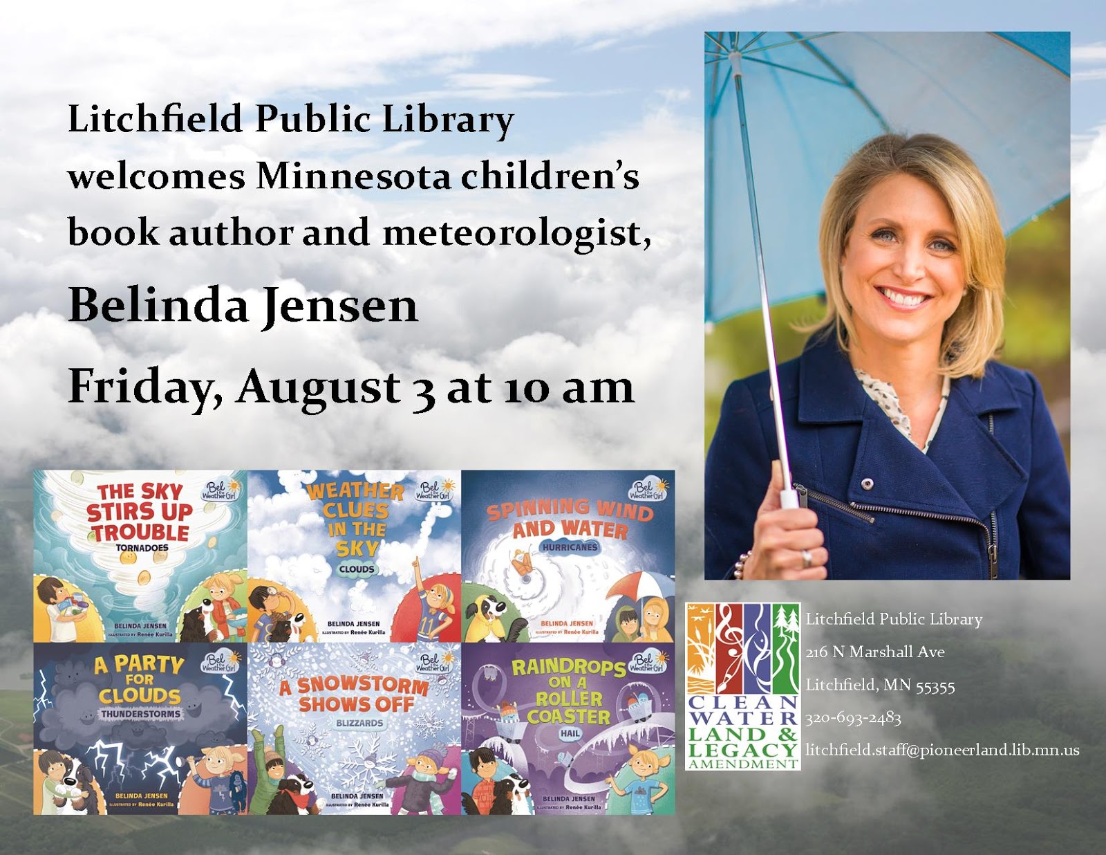 Litchfield Public Library Belinda Jensen Bel the Weather Girl event