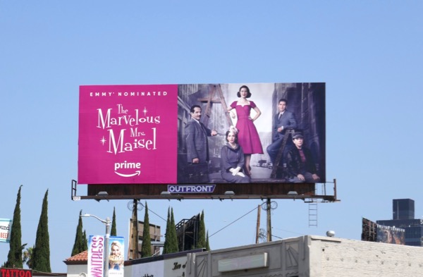 The Marvelous Mrs. Maisel season 1 Emmy nominee billboard La Brea Avenue Marvelous Mrs Maisel season 1 Emmy nominee billboard