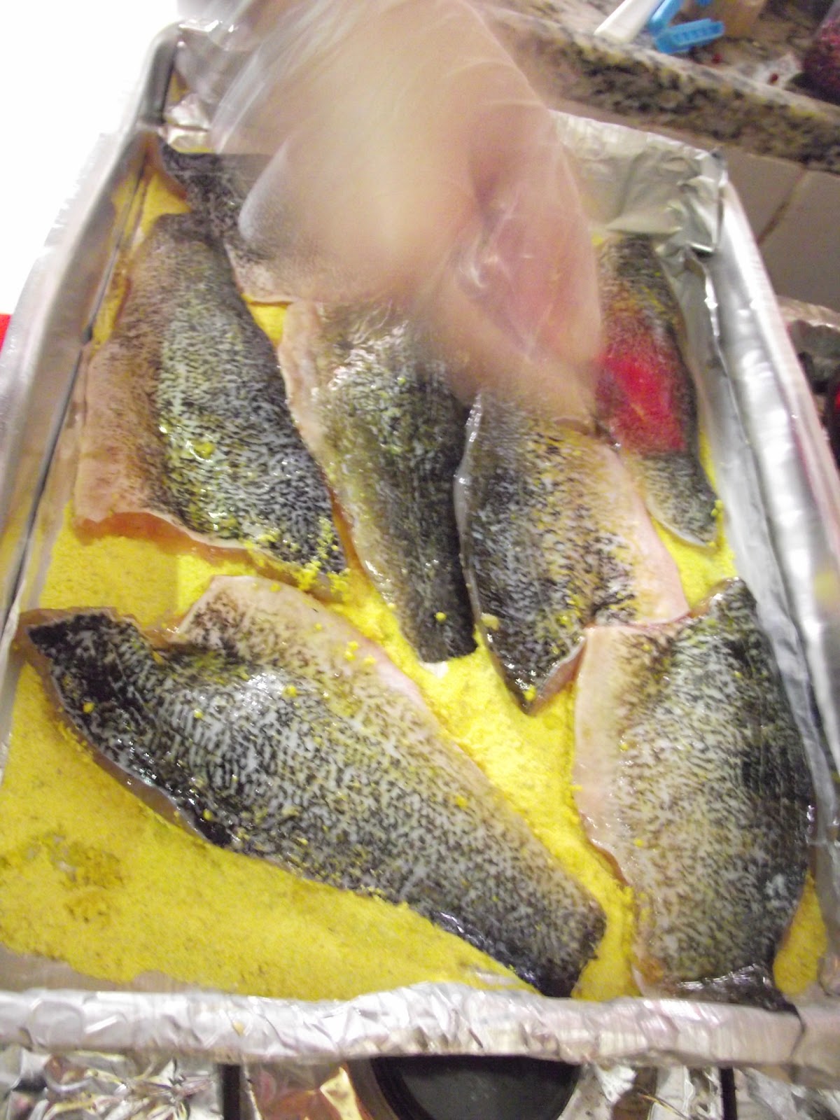Coisas de Ninha: Peixe assado em cama de farinha de mandioca