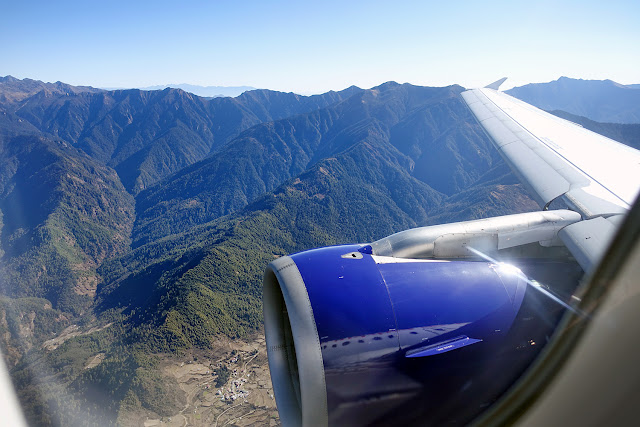 Flying into Paro Bhutan