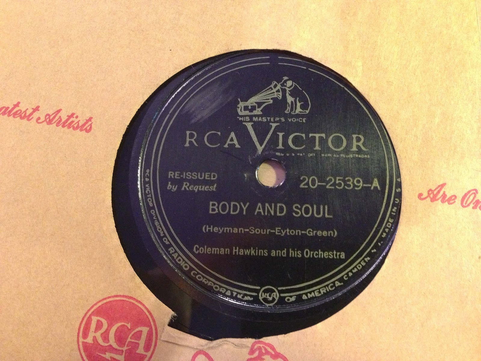 RPM OOP Coleman Hawkins Body and Soul, RCA Victor 78, 1939