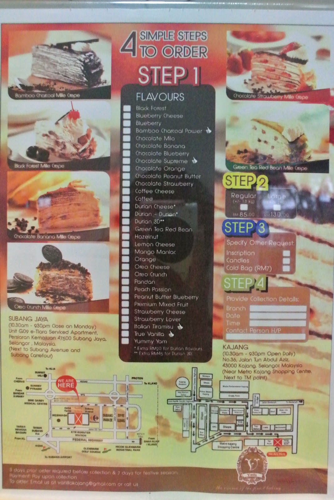 Mille Crepe, Vanilla Cake Subang Jaya