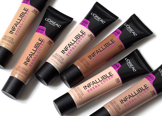 L'Oreal Paris Infallible Total Cover foundation Review Photos Swatches Before After MAC Equivalents