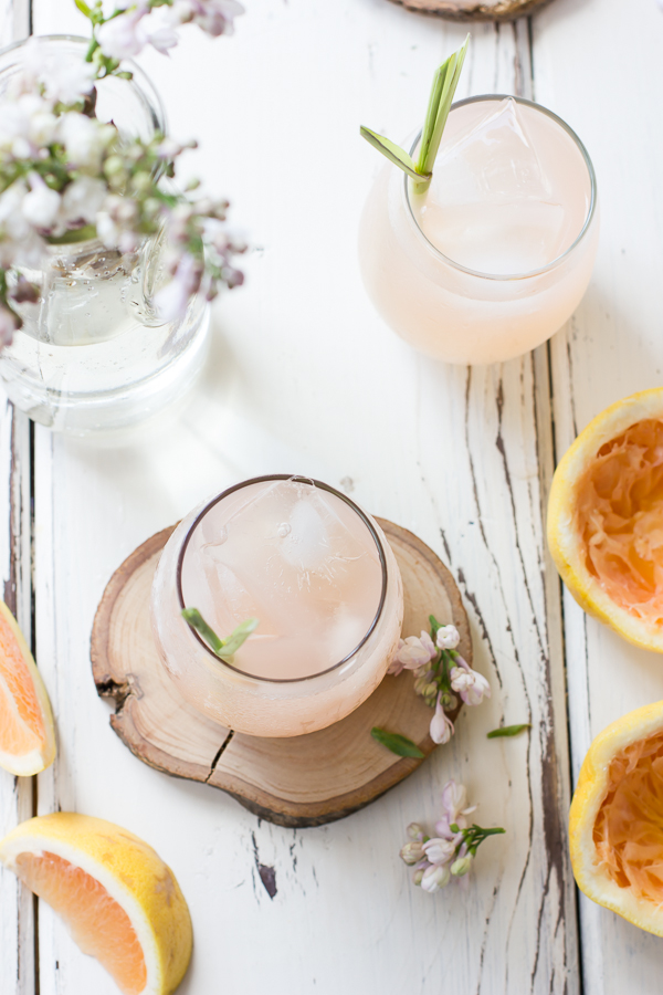 grapefruit, ginger, and lemongrass sake cocktails