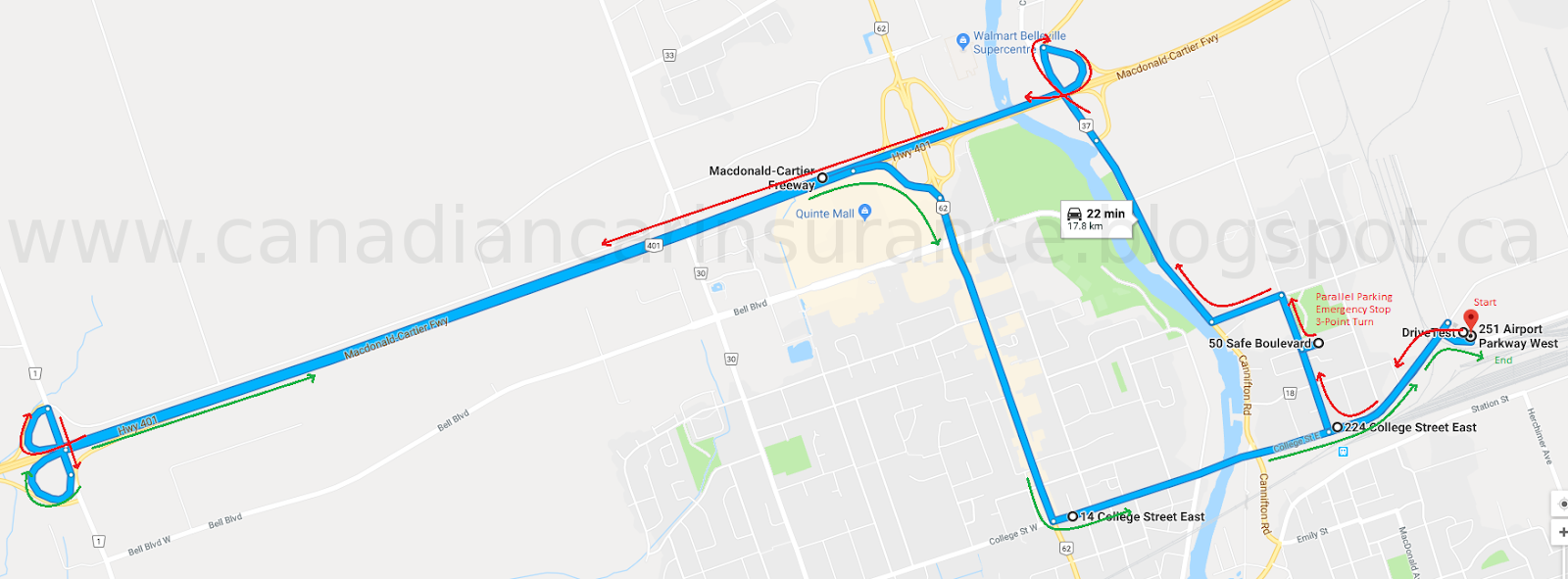 Bellville G Road Test Route 2 Maps