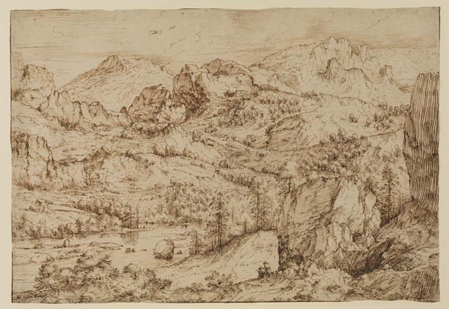 Landscape with an artist sketching