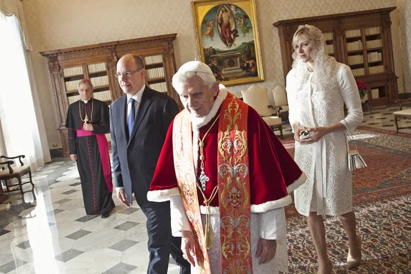 Pope Benedict XVI Receives Prince Albert II of Monaco and Princess Charlene at the Vatican.