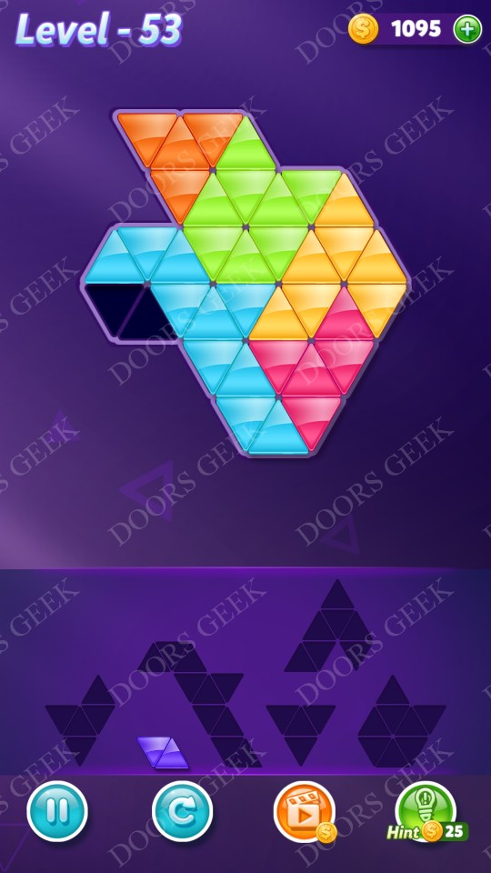 Block! Triangle Puzzle Intermediate Level 53 Solution Doors Geek