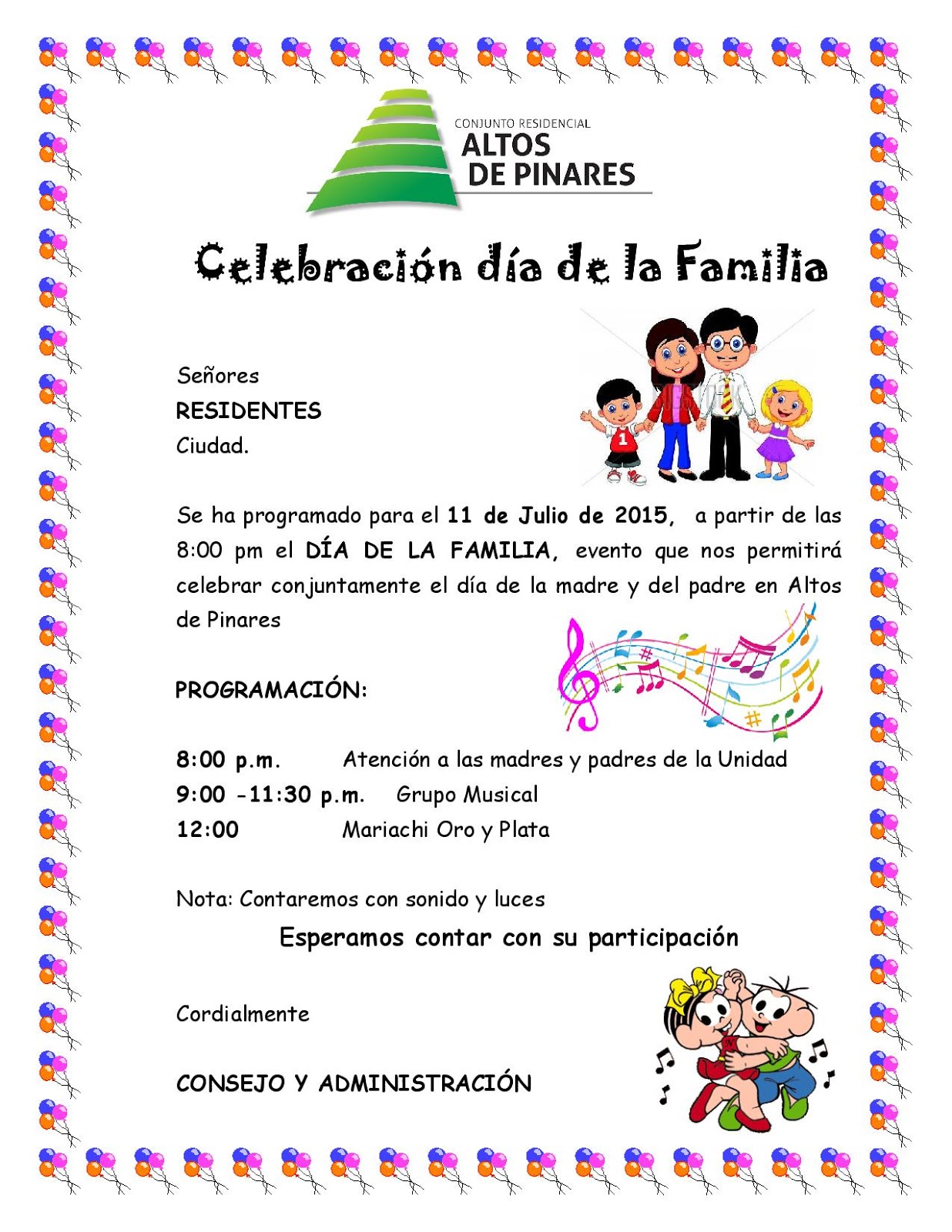Noticias Altos de Pinares INVITACION Celebración día de